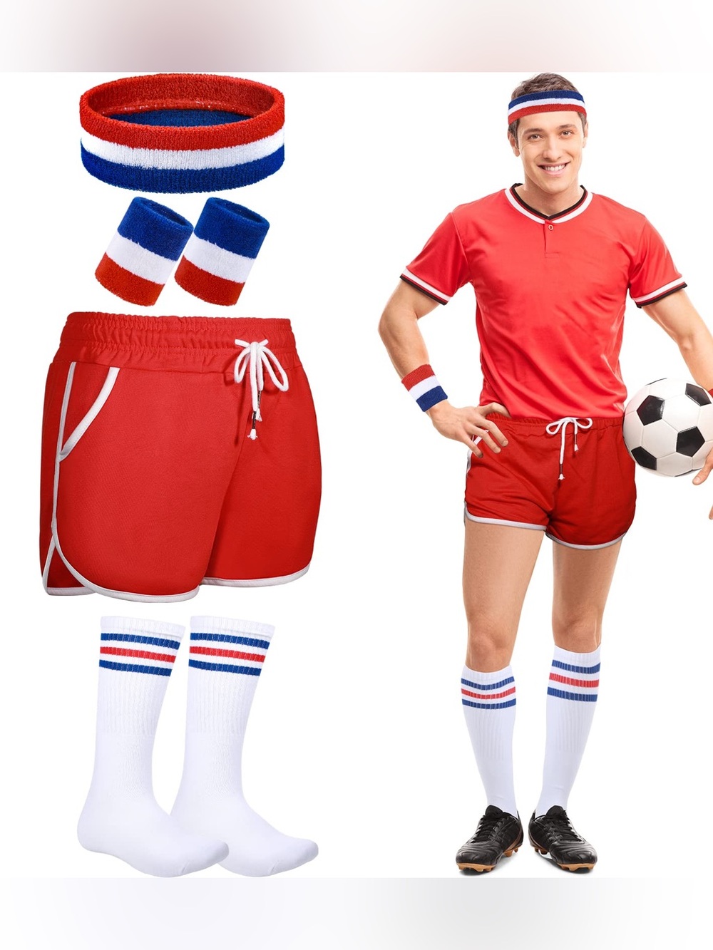 Men's Red Athletic Socks – Retro Stripe Crew Socks